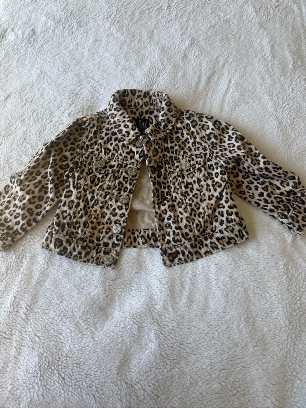 GAP Kids Leopard Print Jean Jacket - Beige & Black